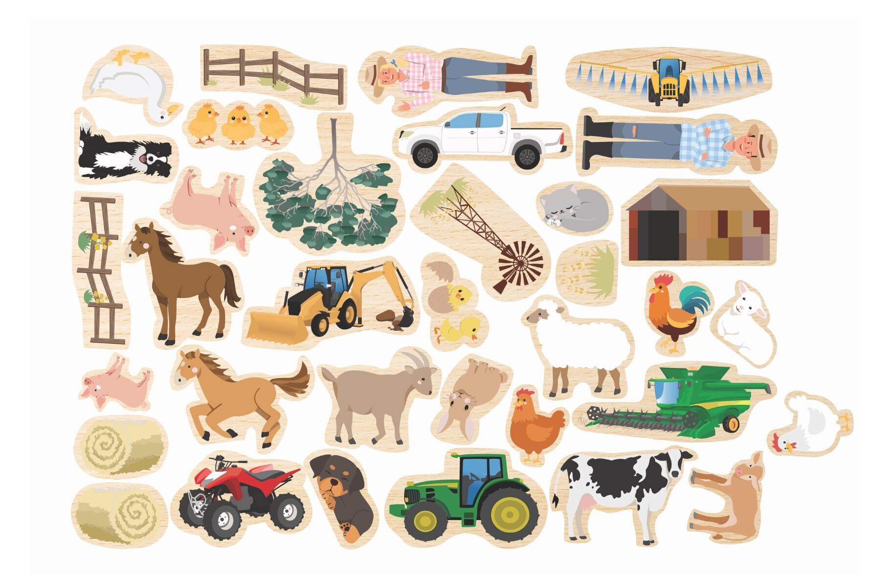 Fridge Friends Wooden Magnets | Aussie Farm Animals 36 pcs