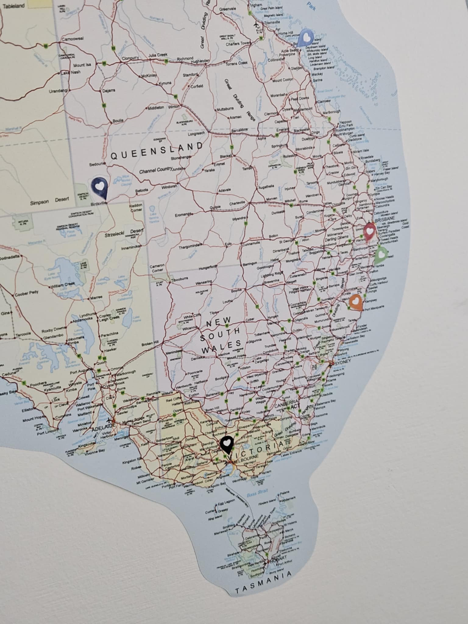 Travel Map Location Stickers – Heart Pin Markers for Australia Maps