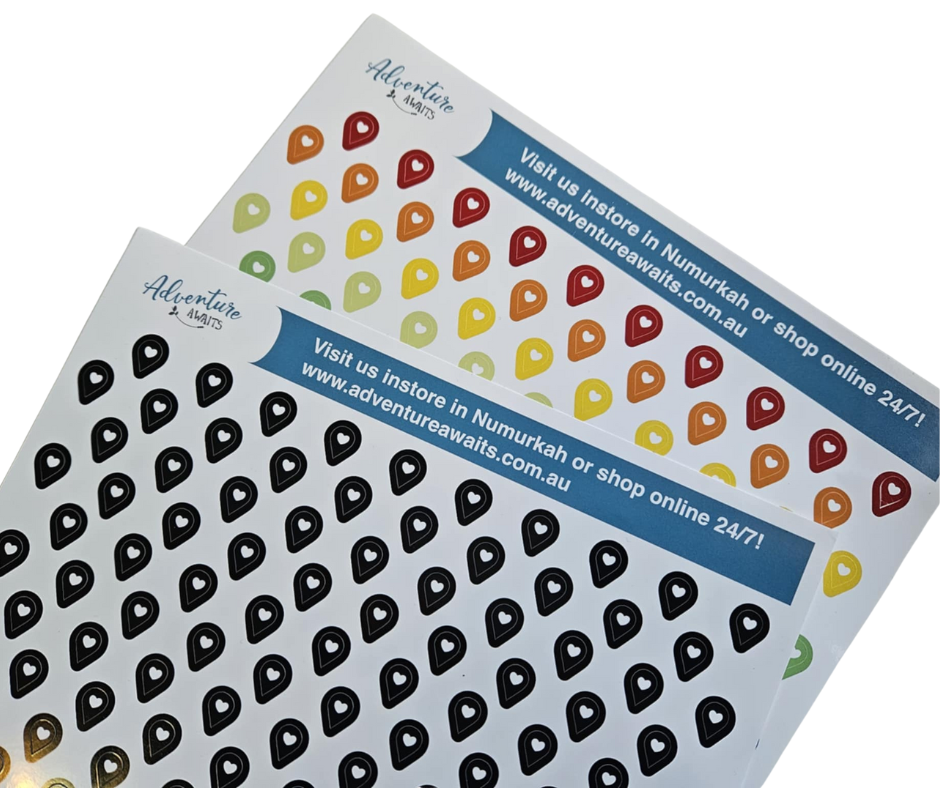 Travel Map Location Stickers – Heart Pin Markers for Australia Maps