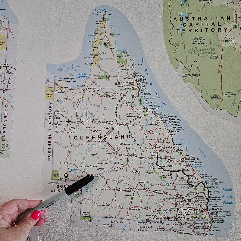 Map of Queensland Sticker – Travel Map Sticker for Road Trip Lovers