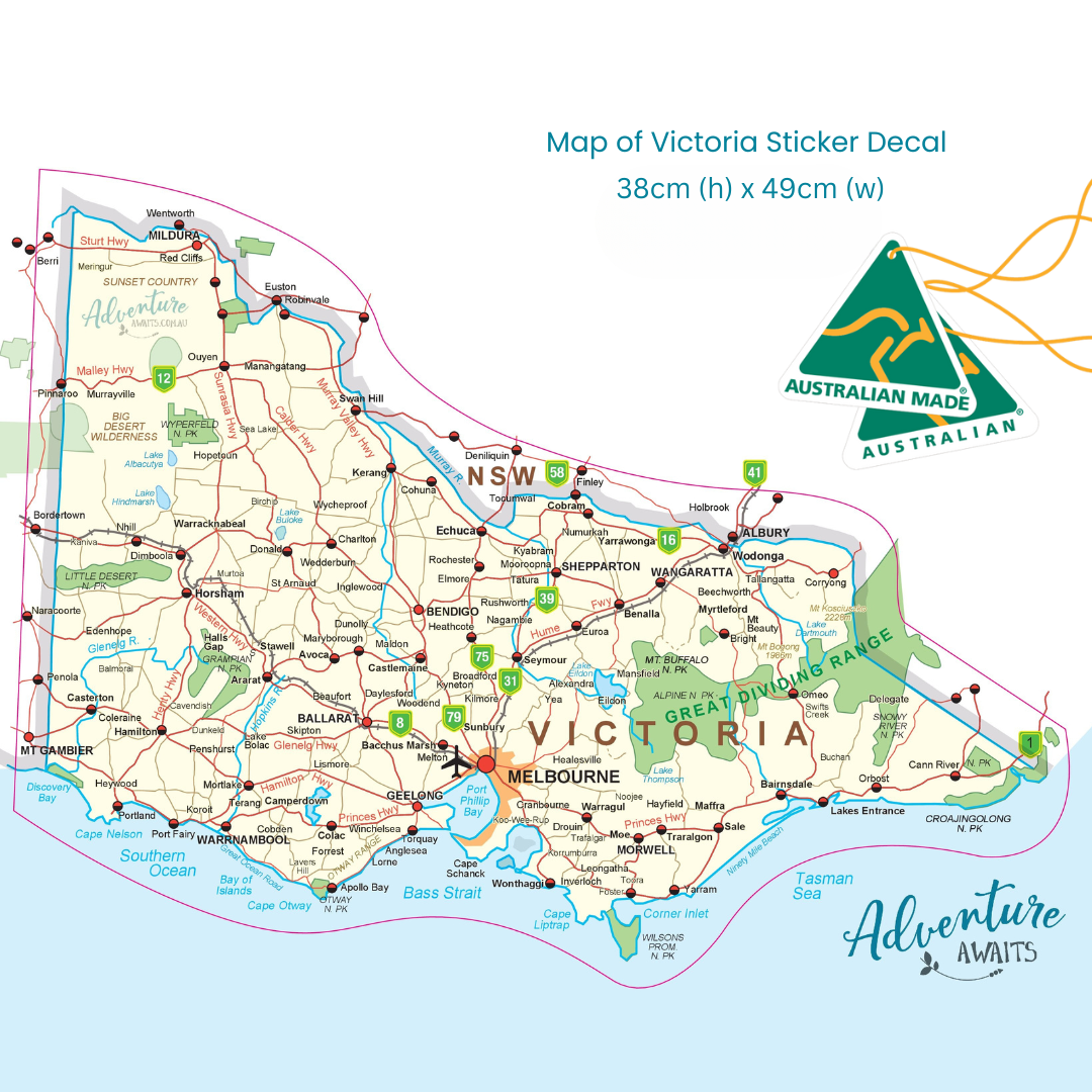 Map of Victoria Sticker – Peel & Stick Travel Tracker Australian Made