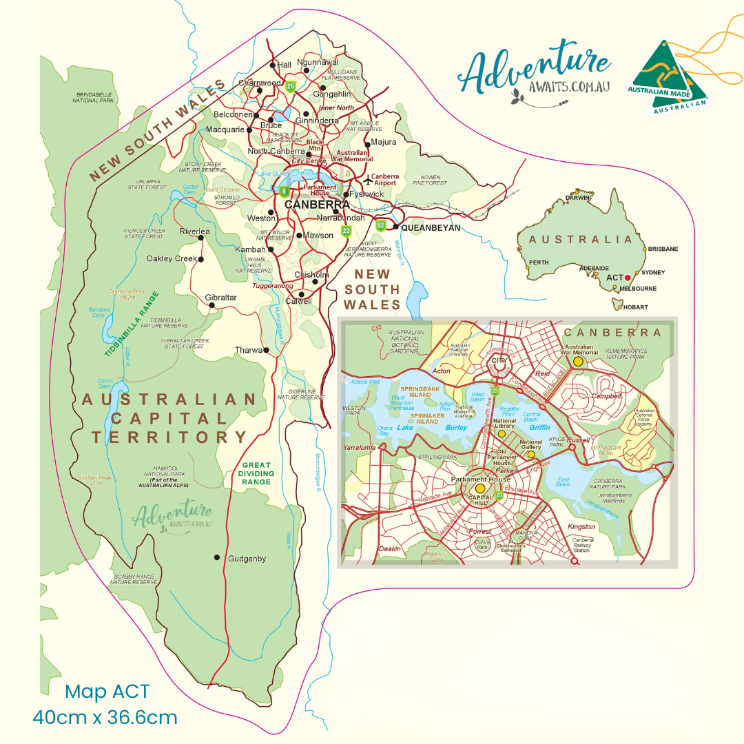 Map of the Australian Capital Territory - ACT & Canberra