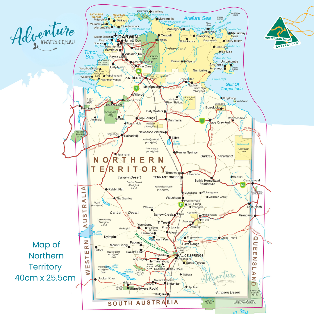Map of Northern Territory Sticker Decal | Track Your Top End Adventures