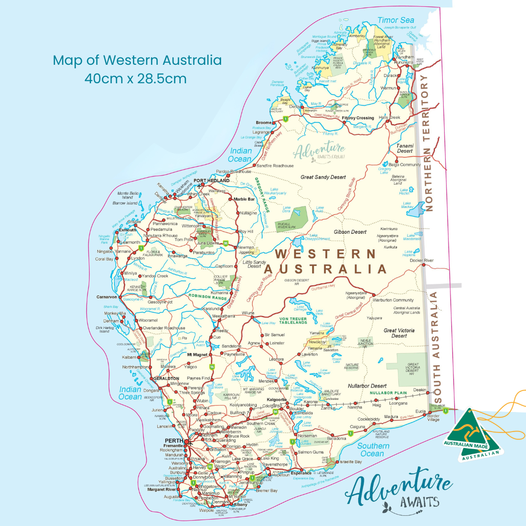 Map of Western Australia Sticker | Aussie Travel Tracker for Road Trips