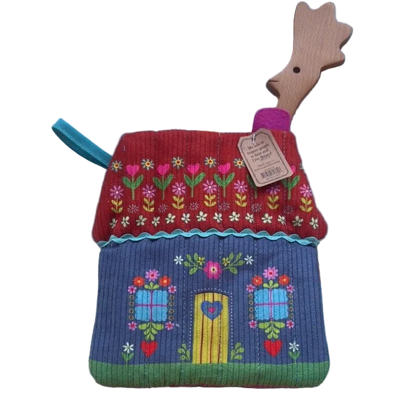 Oven Mitt And Wooden Spoon Set Cottage by Natural Life
