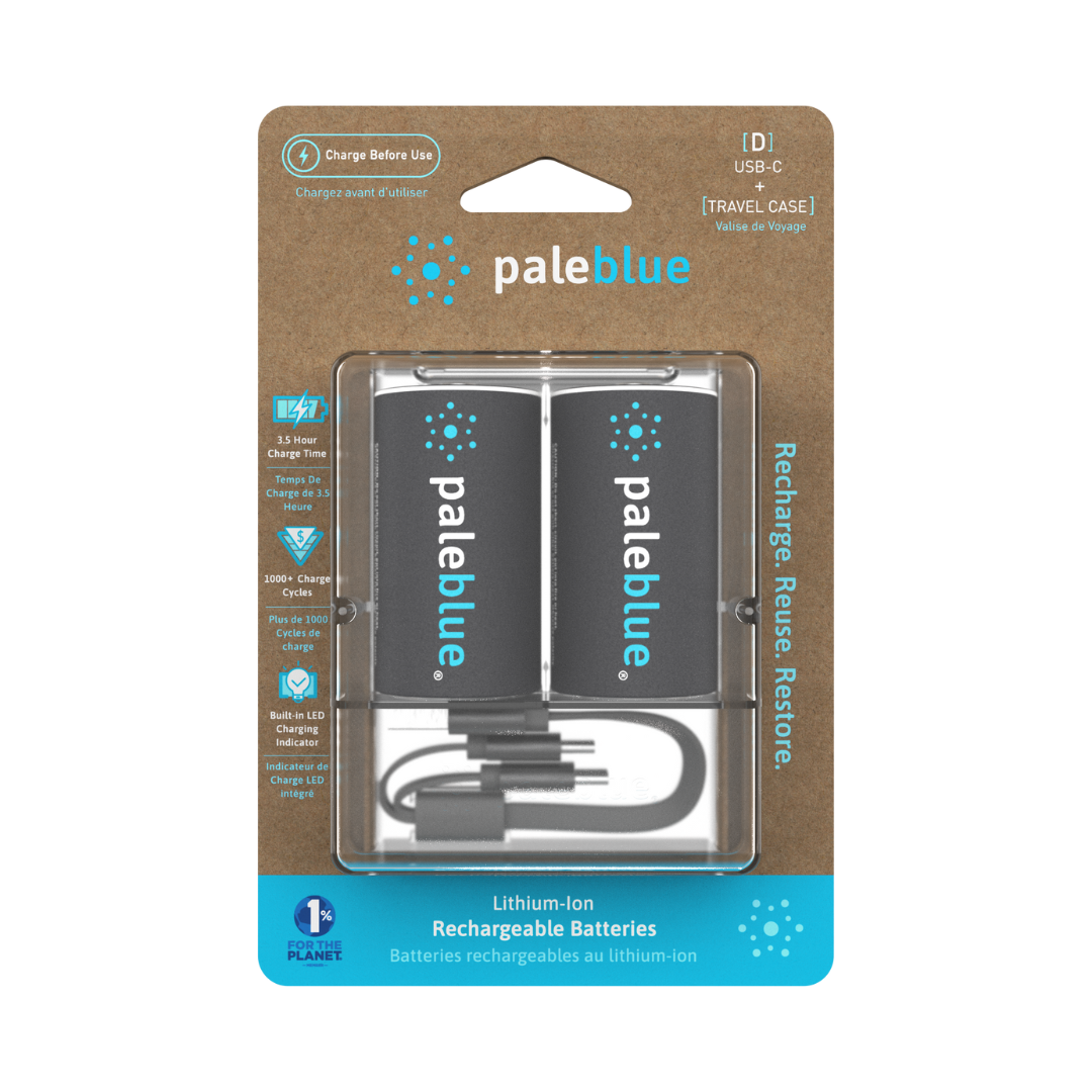 Paleblue USB Rechargeable Batteries | D x 2 Pack