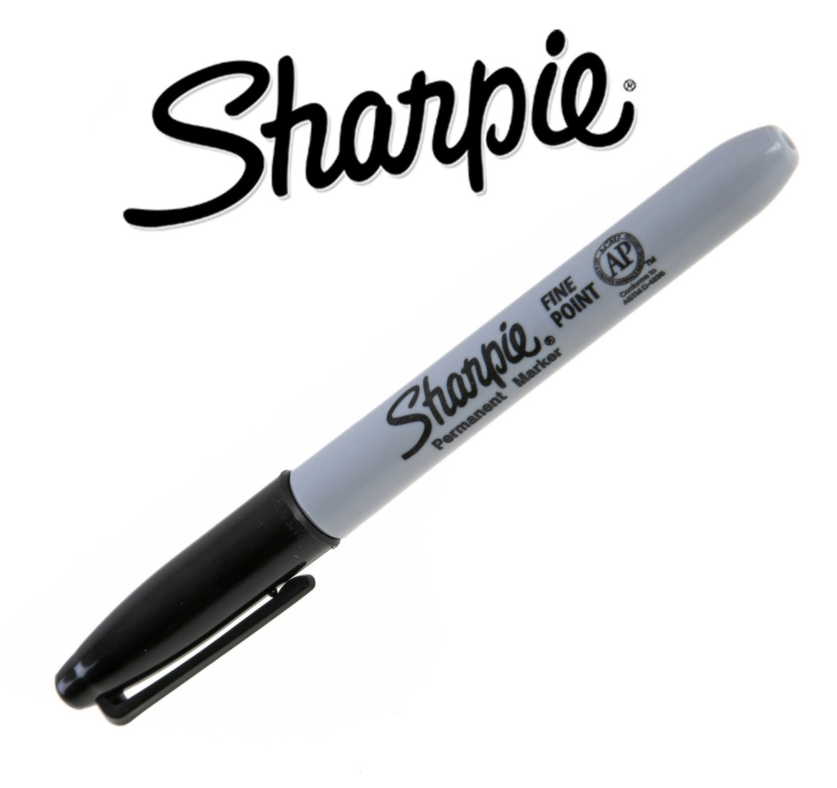 Sharpie permanent marker with black cap on a white background