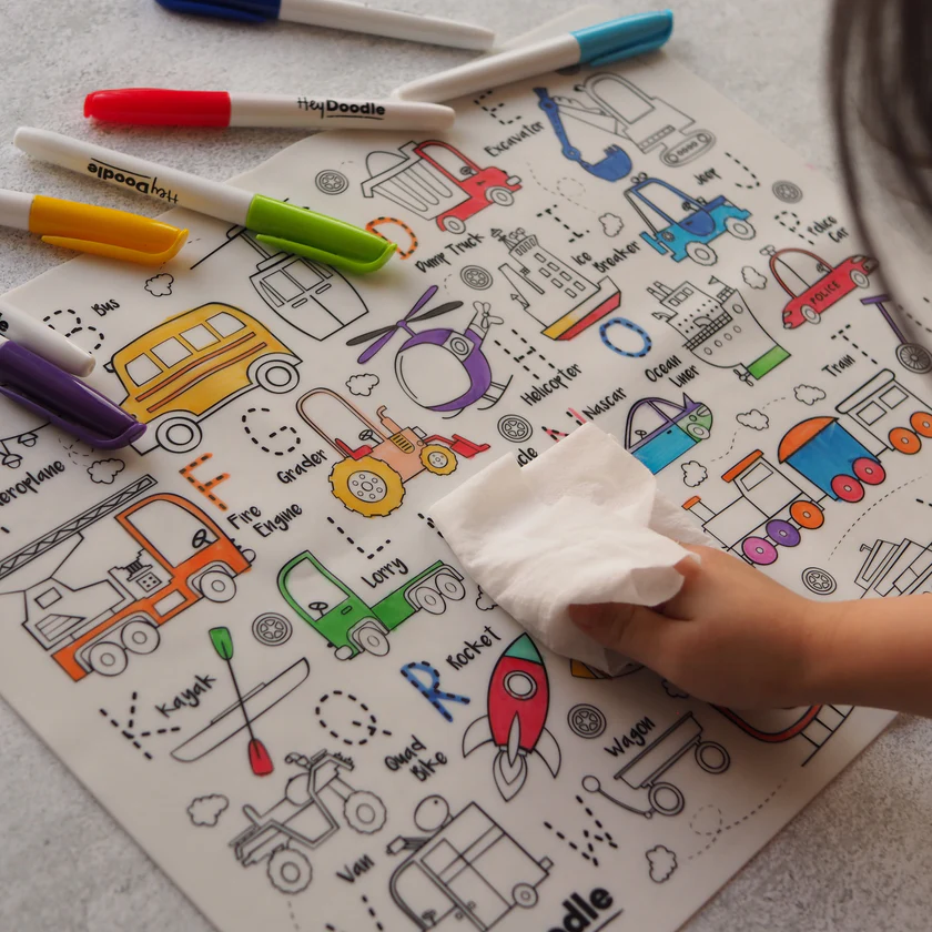 HeyDoodle Classic Silicone Mat | ABC Toot Toot Honk
