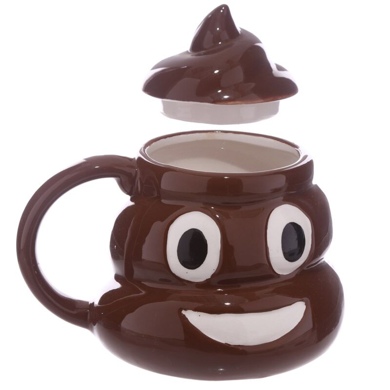 Funny Poop Emoji Ceramic Mug with Lid – 460ml Novelty Coffee Cup