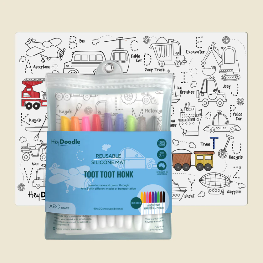 HeyDoodle Classic Silicone Mat | ABC Toot Toot Honk
