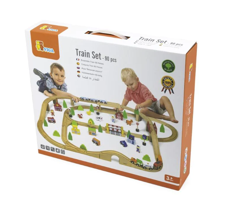 VIGA Toys | Wooden Train Set 90 Piece