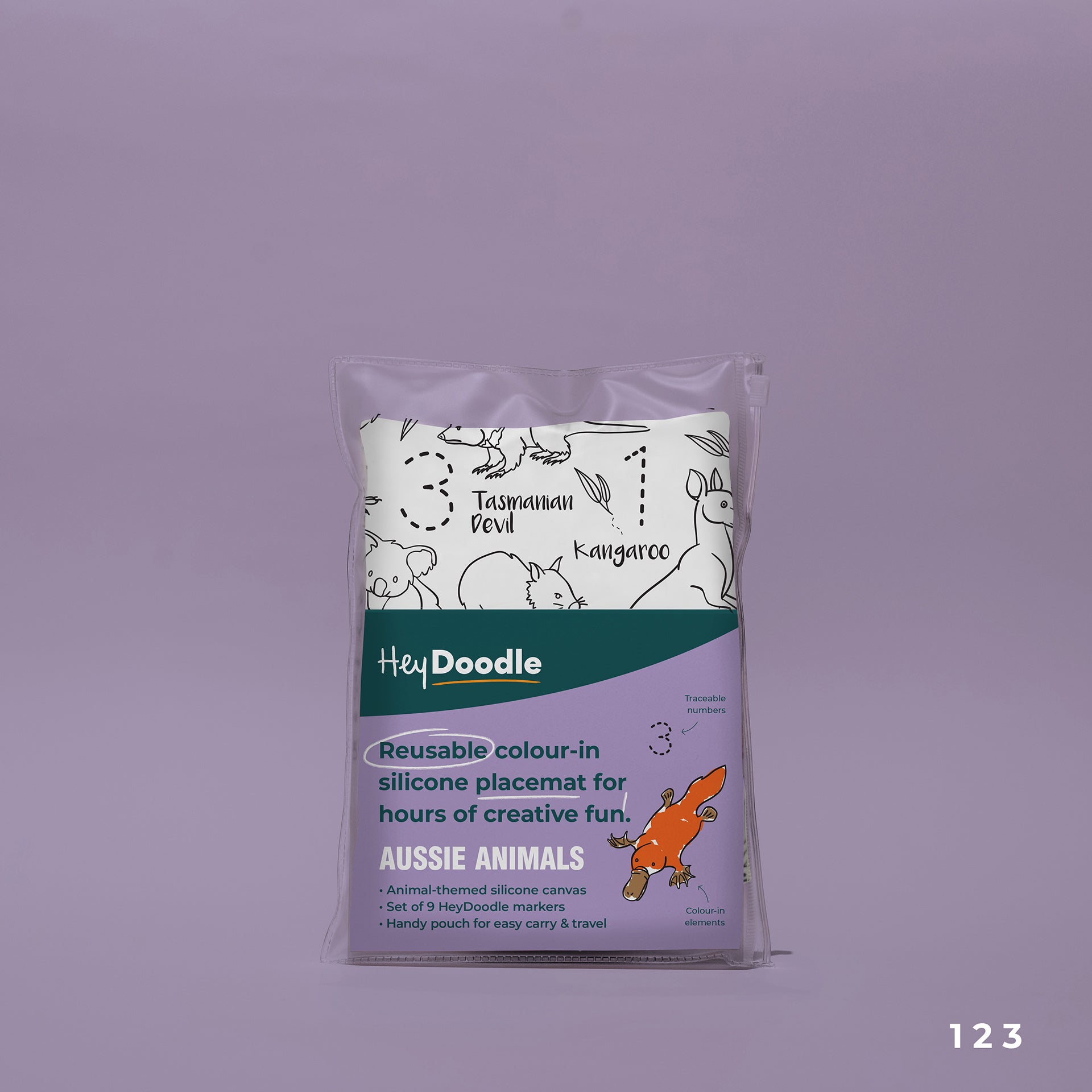 HeyDoodle Classic Silicone Mat | 123 Aussie Animals