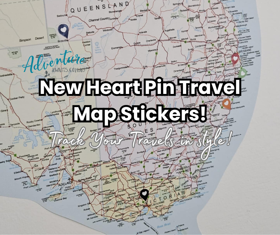 Track Your Aussie Adventures with Our New Heart Pin Travel Map Stickers (Rainbow or Black)