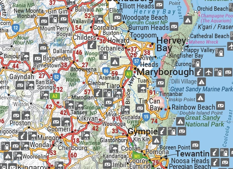 Zoomed in section of Hema Queensland state map