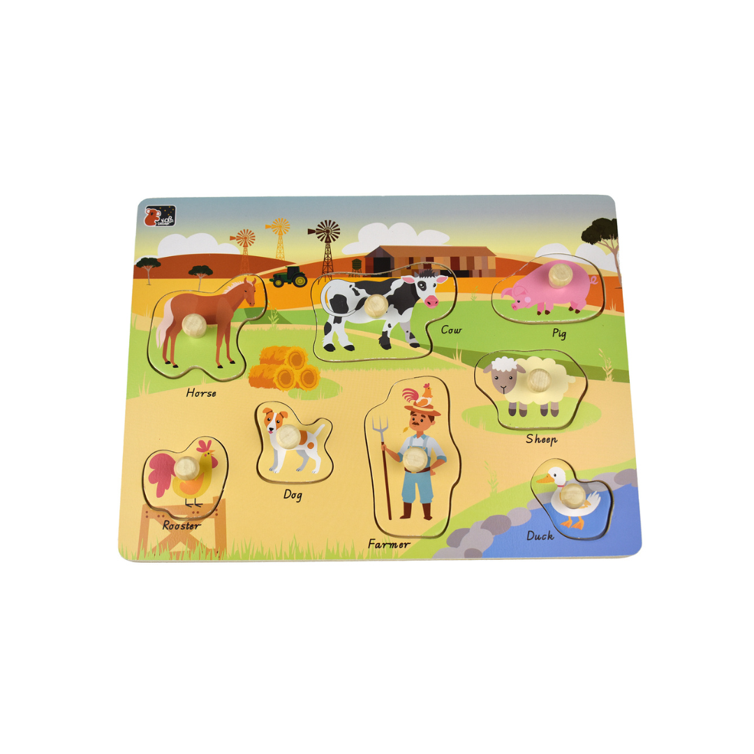 2 in 1 Wooden Peg Puzzle | Australian Farm Animals – Adventure Awaits