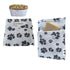 Reusable pet wash bar pouch with black paw print pattern and natural soap bar, eco friendly storage for pet care at home or travel Adventure Awaits