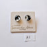Pair of glass earrings on a 'Glass by Samantha Abbott Australia' card with a white background.