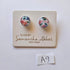 Pair of floral glass earrings on a branded card with 'Glass by Samantha Abbott' text.
