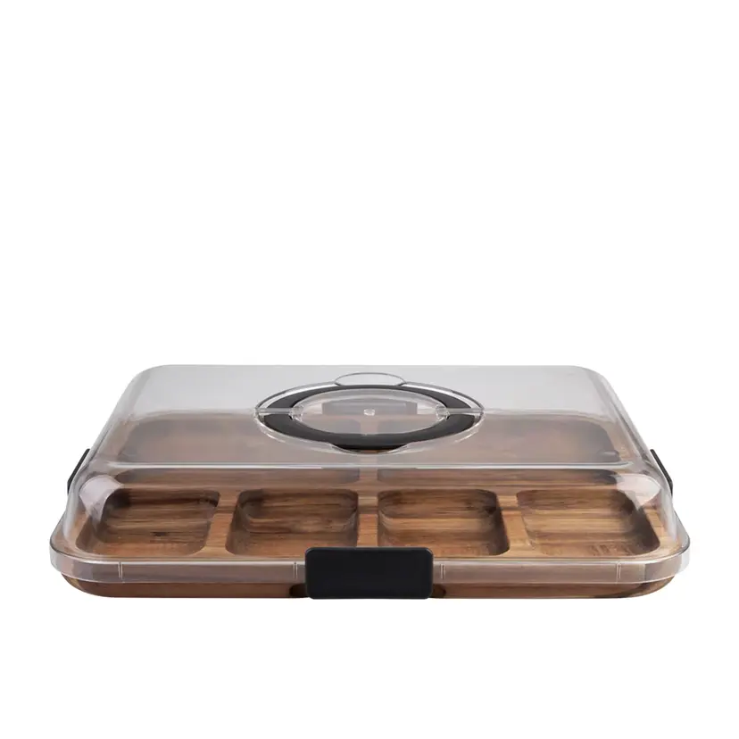 Wooden Grazing Box with Lid | 6 Compartment | Alfresco Lane