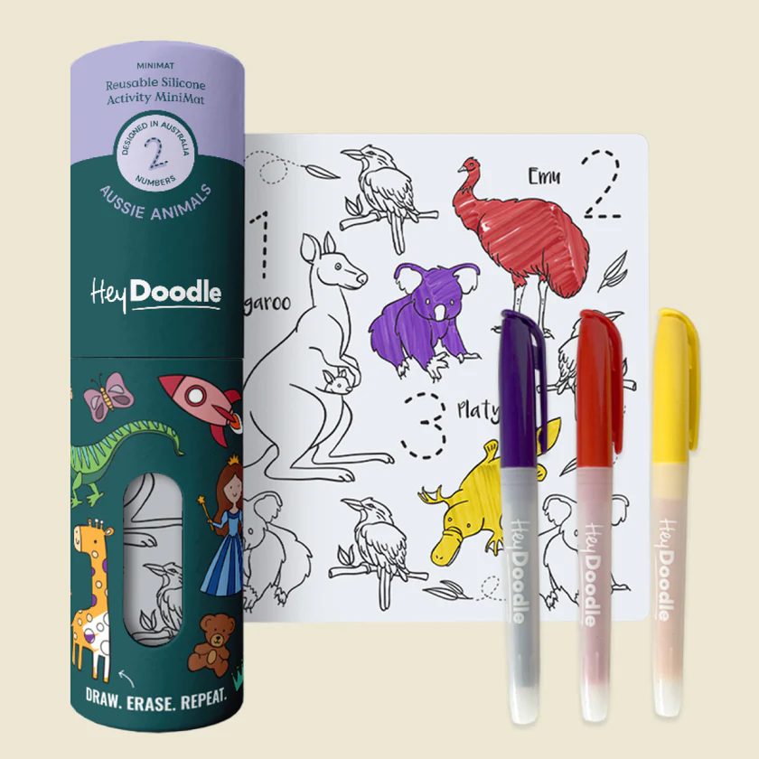 HeyDoodle Mini Silicone Mat | Aussie Animals 123