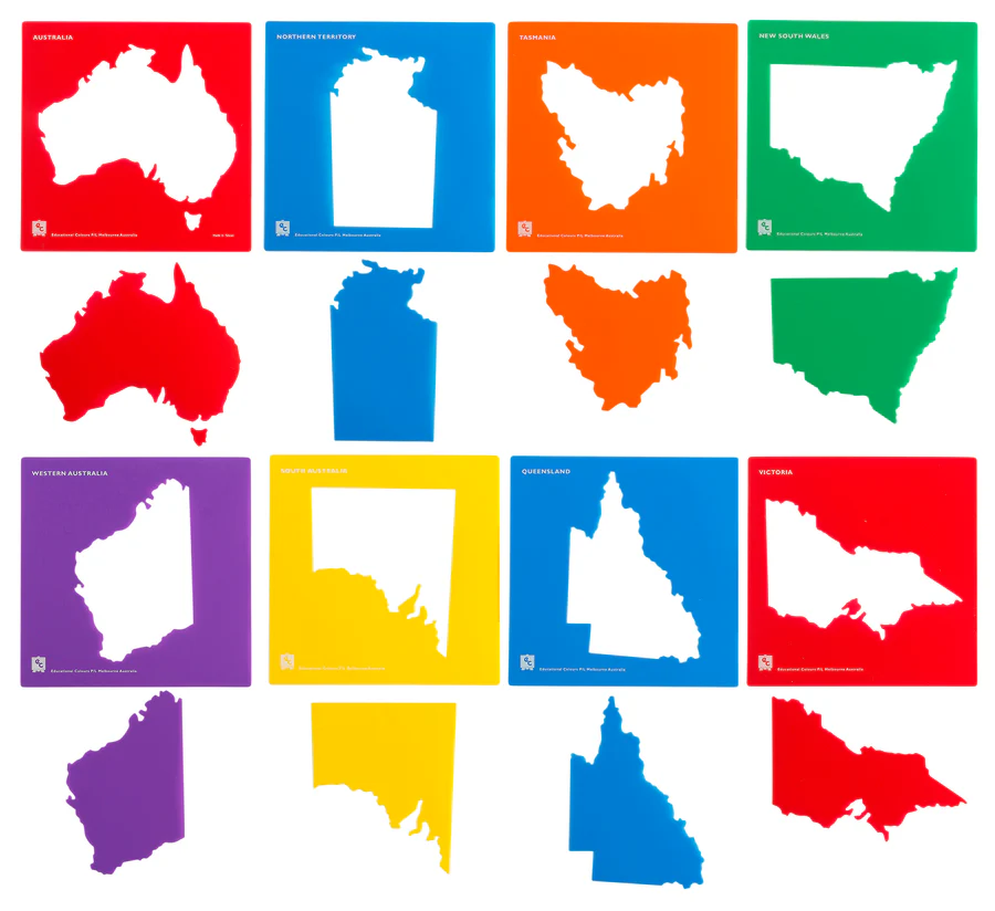Australia and states stencil set of 8