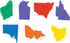 Australia and states stencil set of 8