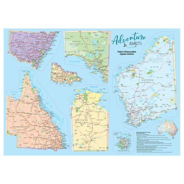 Map of Australia with different states colored and labeled, featuring a motivational quote.