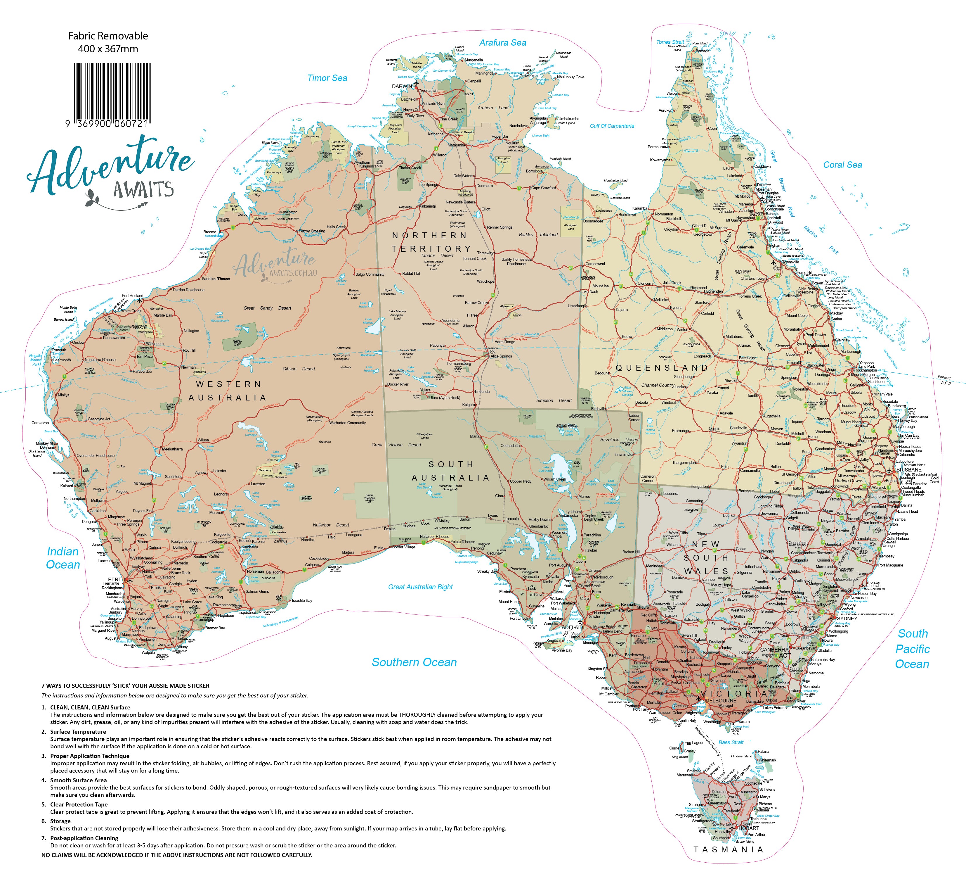 Map of Australia Sticker Decal | Australian Made