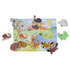 Australian animal wooden puzzle with labelled native wildlife pieces removed from the board — Adventure Awaits