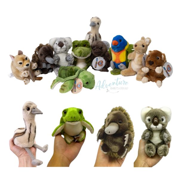 collection of full baby handfuls range showing palm sized soft toys