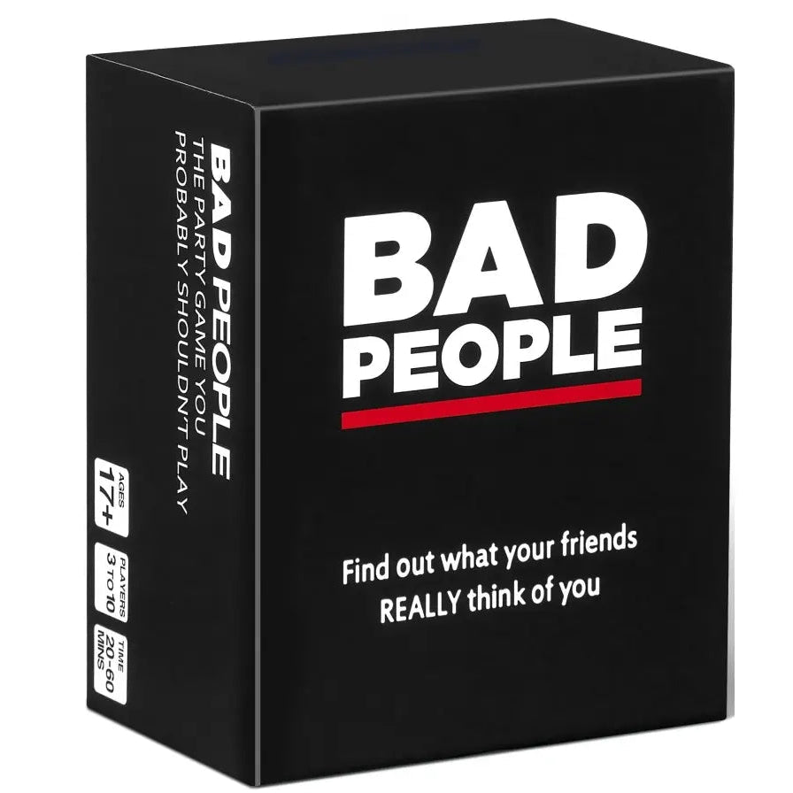 Bad People party game black box for adults, ages 17 plus, 3 to 10 players Adventure Awaits