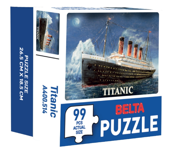 Titanic 99 piece puzzle box with ocean liner artwork and compact puzzle size — Adventure Awaits