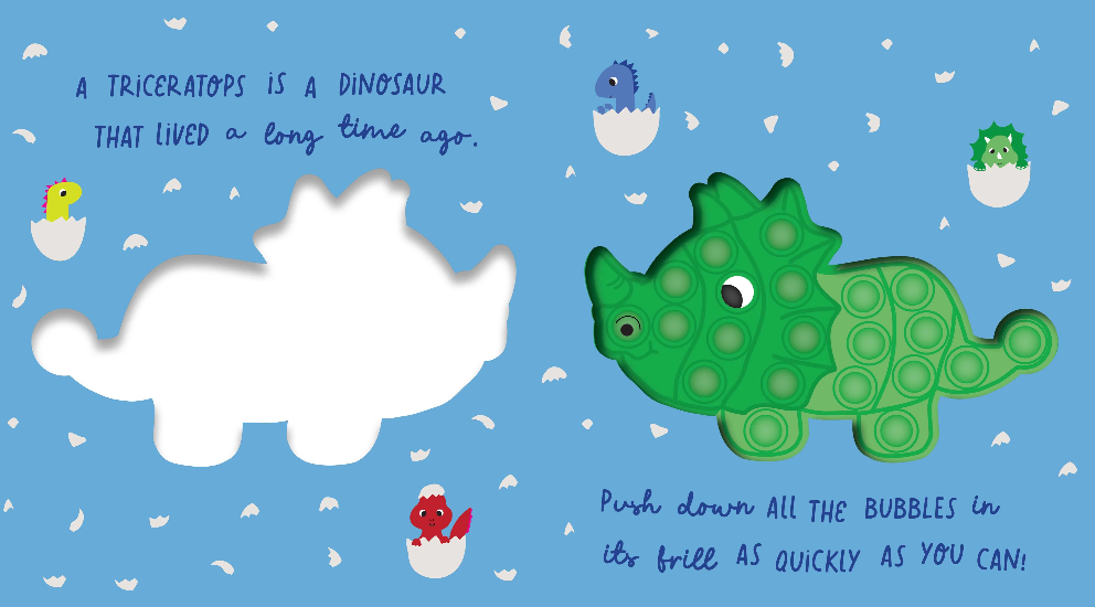 Kids press bubbles in a Dinosaur pop it board book, fun sensory toy for travelling — Adventure Awaits