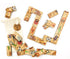 Australian Heads & Tails timber game with native animal pieces arranged for play beside the cotton bag — Adventure Awaits