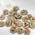 Australian alphabet timber discs with native animals, landmarks and cotton drawstring bag — Adventure Awaits