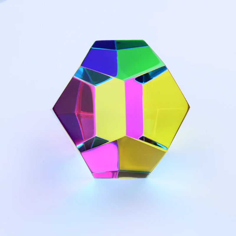 CMY Cubes Mundus rainbow dodecahedron casting colourful light reflections — Adventure Awaits