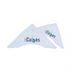 Two clear CMY Cubes display stands with angled supports on a white background, Adventure Awaits