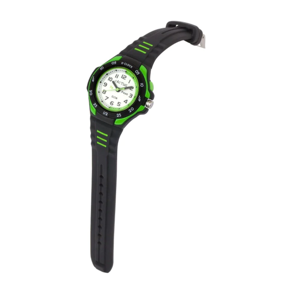 unstrapped cactus mentor watch in black and green on white background