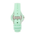 back of fastened cactus mentor watch in mint and pink on white background