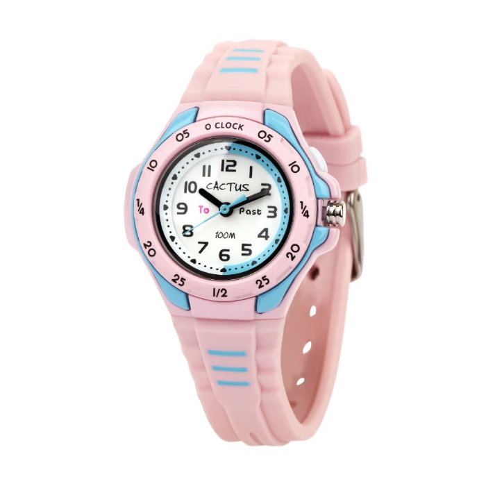pink and blue cactus mentor watch on white background