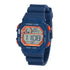 Navy Cactus digital kids' watch with orange buttons, alarm, night light and silicone strap, Adventure Awaits