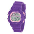 Purple Cactus digital kids' watch with pink buttons, alarm, night light and silicone strap, Adventure Awaits