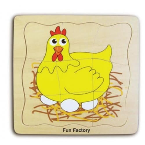 Wooden layered chicken puzzle