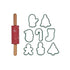 Christmas cookie cutter set with red rolling pin and festive shapes — Adventure Awaits