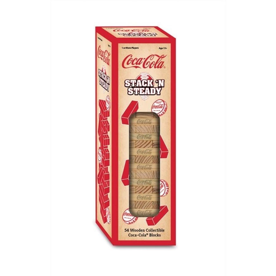 Coca-Cola Stack 'N Steady wooden block set packaging on a white background