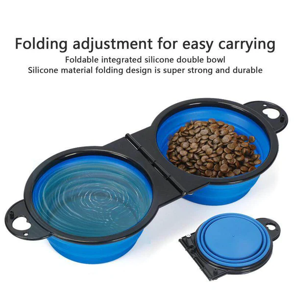 Travel Collapsible Foldable Double Pet Bowl