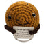 handmade crochet cookie plush keyring holding a funny sign about how many cookies it takes to be happy