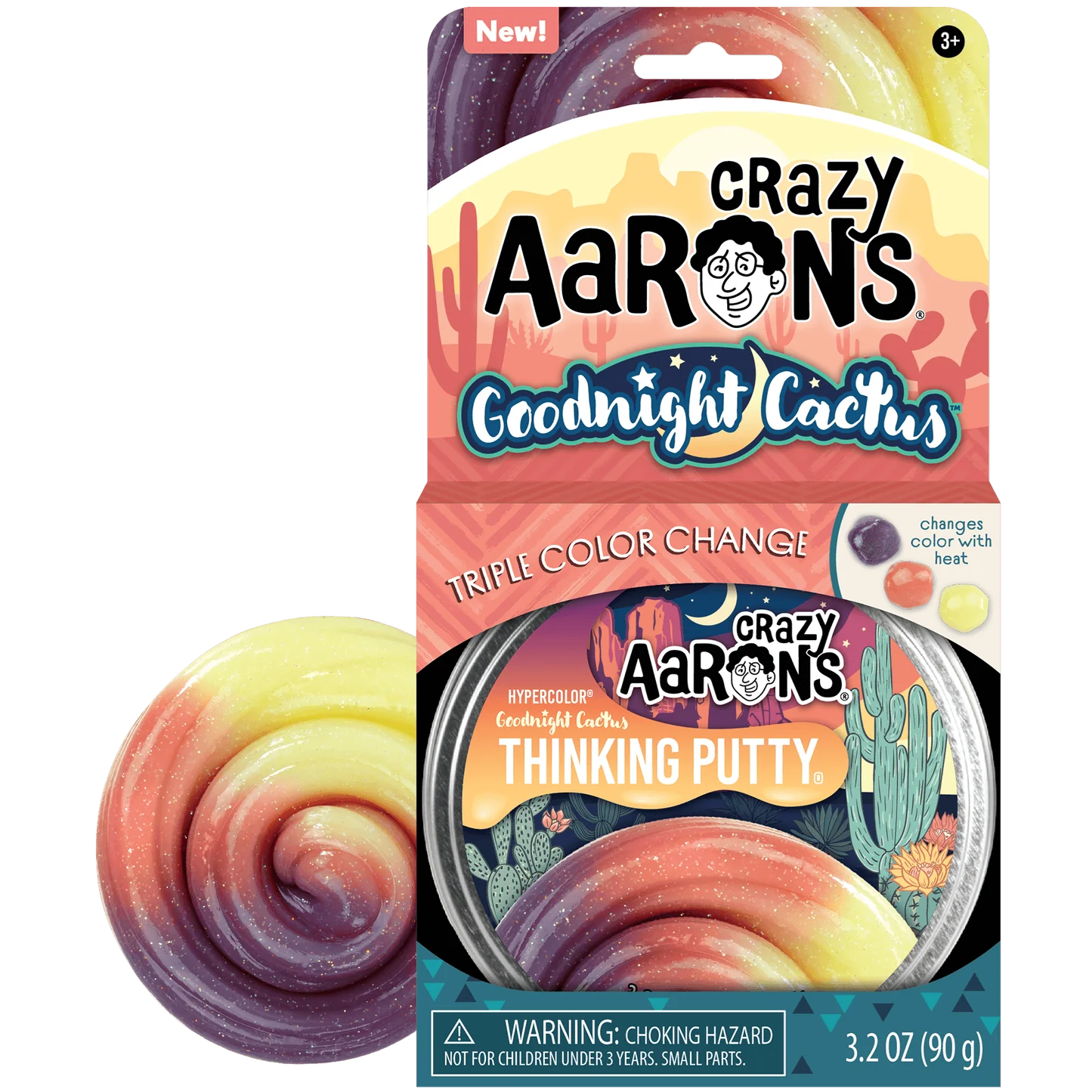 Crazy Aaron's Thinking Putty | 4" Tin | Goodnight Cactus
