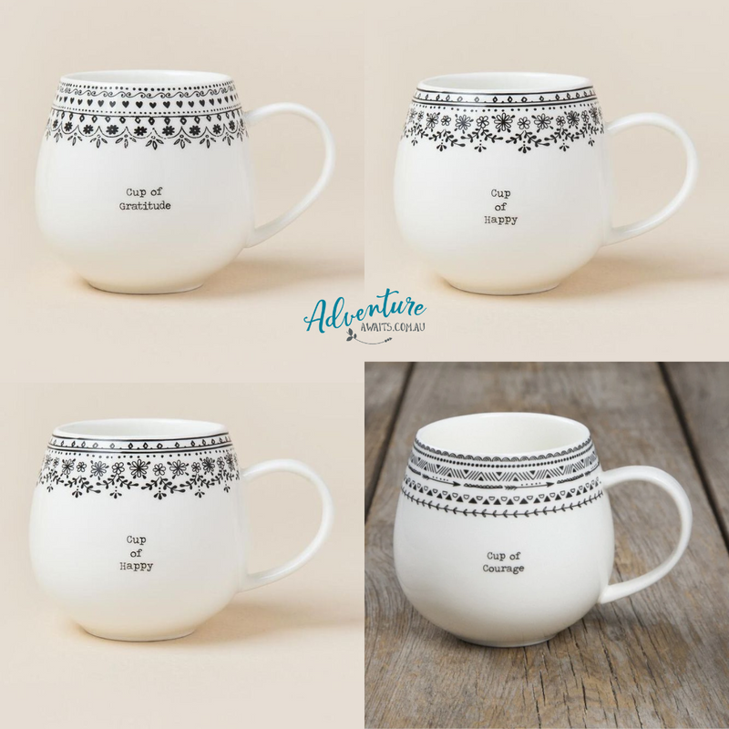 Cup of Message Mugs By Natural Life Courage Gratitude Love Happy