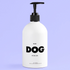 Dog wash bottle labeled 'Wash Dog by Dr. Lisa' on a purple background